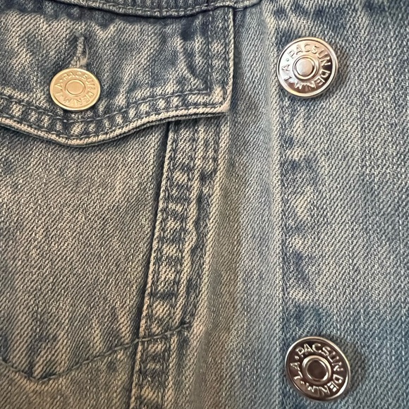 Pacsun Women Jean Jacket Vintage Tiger Japan Embroidered Light Wash denim Medium - Picture 7 of 8